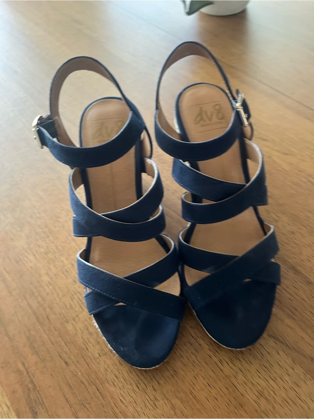 DV by Dolce Vita Navy Multi-Strap Women's Heeled Sandals